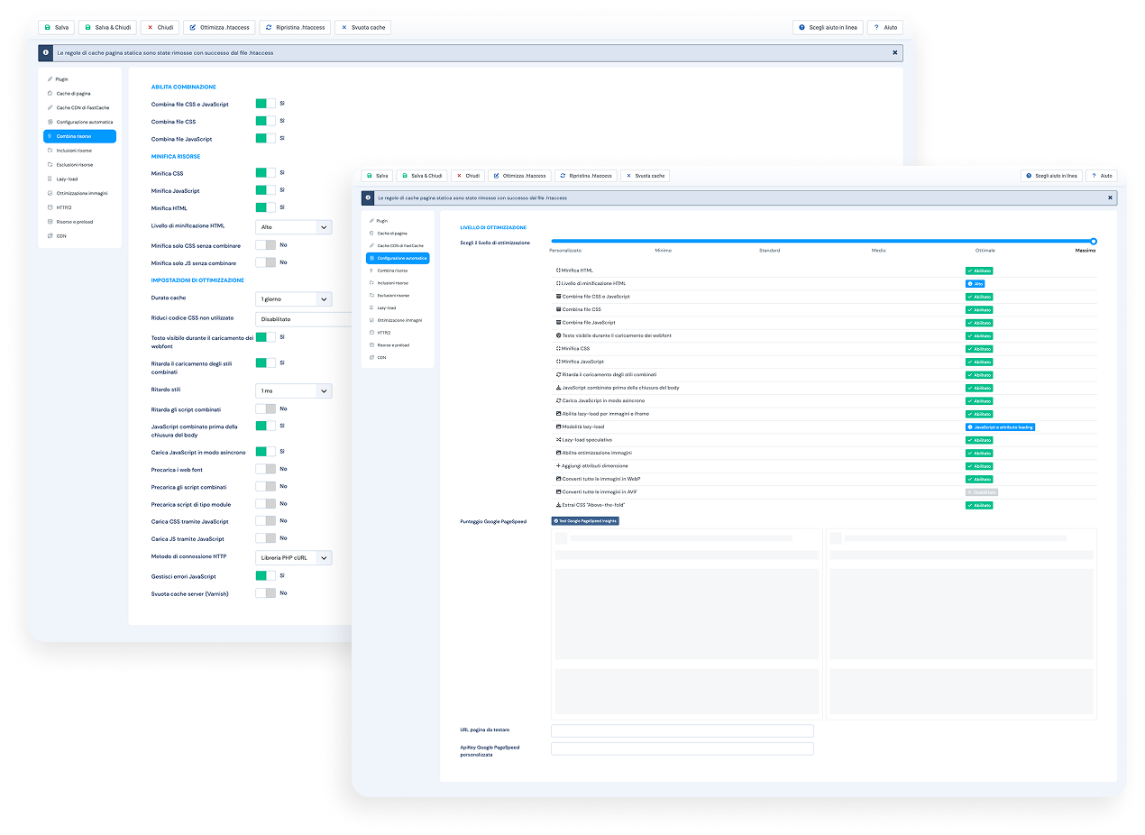 FastCache plugin dashboard